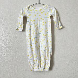 Hanna Andersson Sleeper Gown in Organic Pima Cotton Mushroom Print white yellow